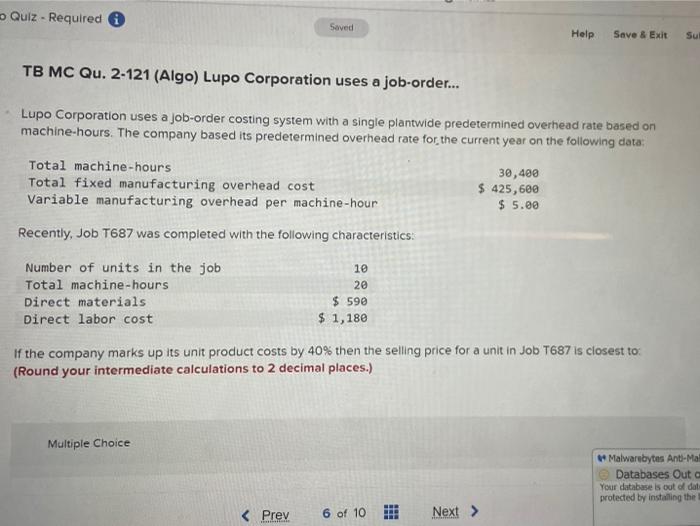  - Quiz - Required Saved Help Save & Exit Su TB