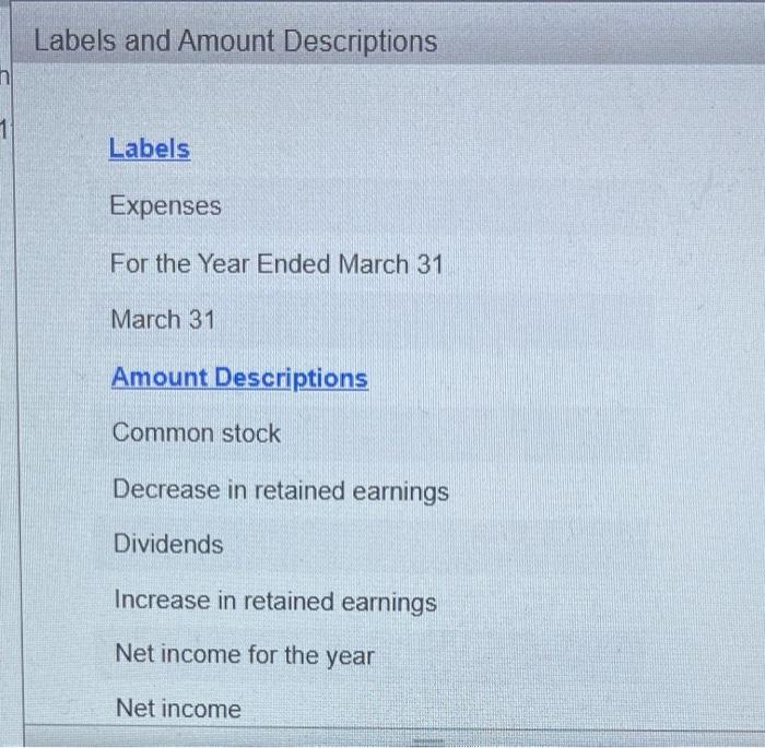 abilities of Thompson Computer Services at March 31 the end of the