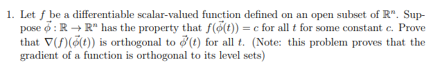 1. Let f be a differentiable scalar-valued function defined on an
