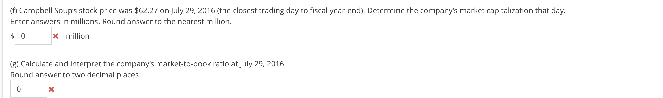 Soup Company balance sheet. (Note: Campbell's uses shareowners' equity in lieu of