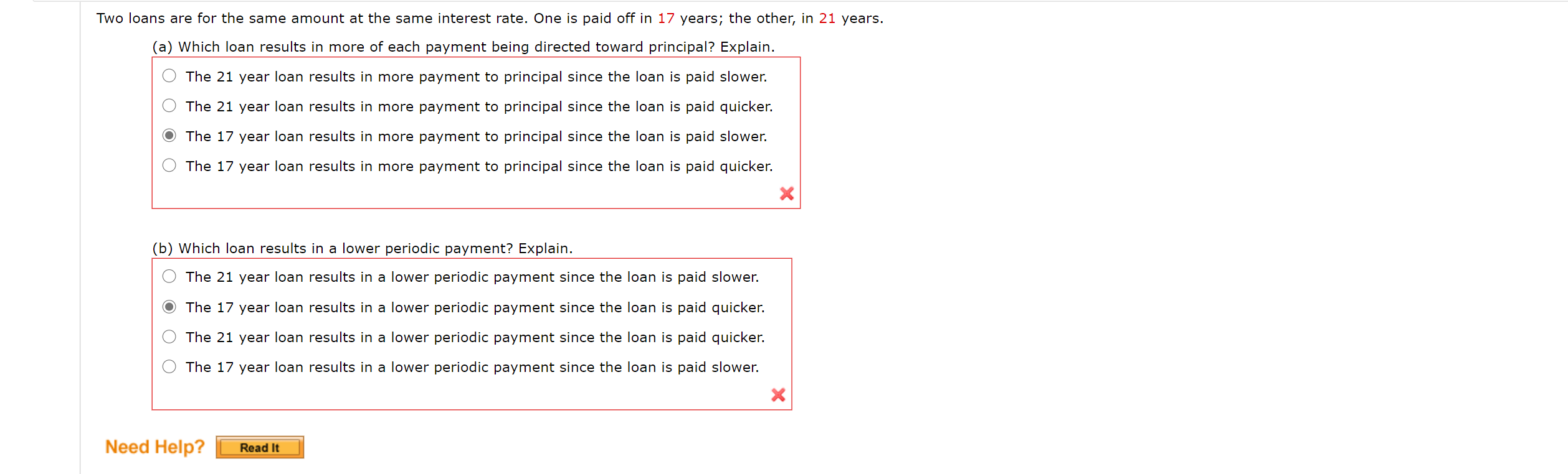  Two loans are for the same amount at the same interest