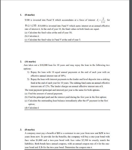 Q3 Written answer within 2hours plz 2 1+1 1. (8 marks) $100