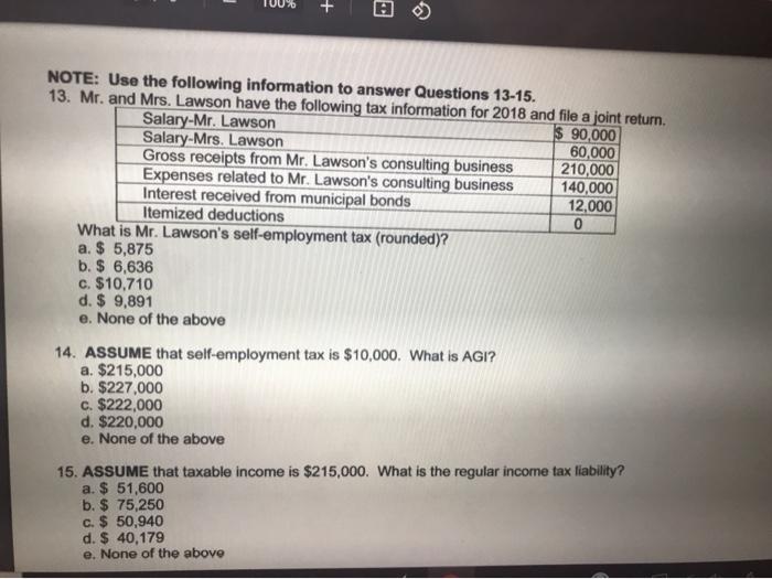 return. Salary-Mr. Lawson $ 90,000 Salary-Mrs. Lawson 60,000 Gross receipts from Mr.