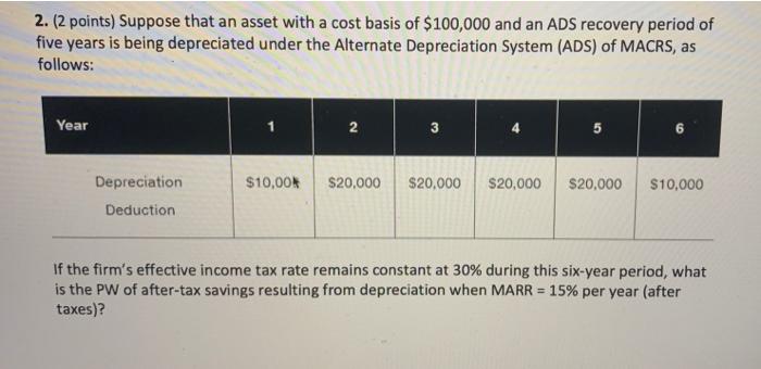 show work please 2. (2 points) Suppose that an asset with a