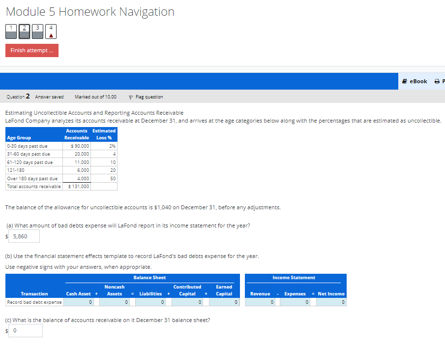  Module 5 Homework Navigation Finish attempt... eBook SP Question 2 Answer