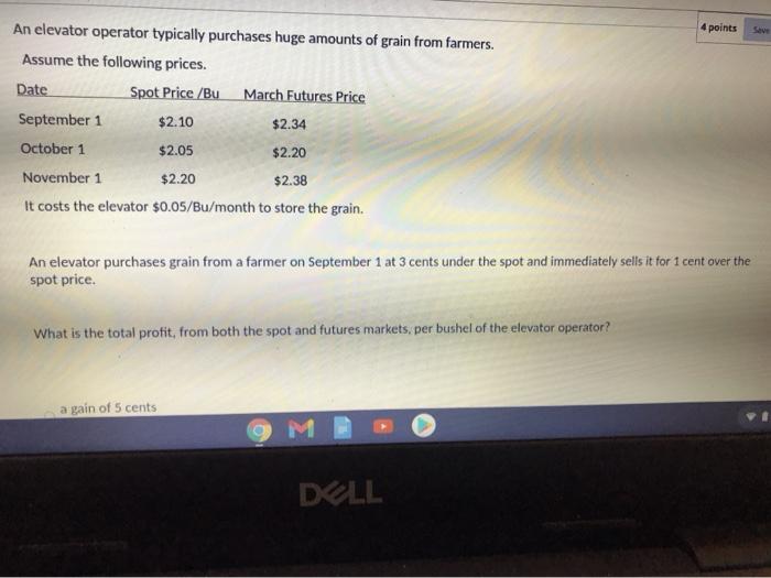 4 points Save An elevator operator typically purchases huge amounts of
