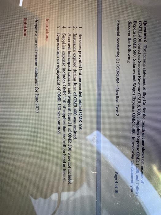  I do not want a handwritten answer please Question 6: The