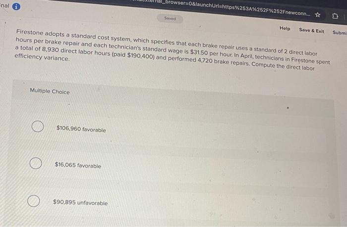  Help Save \& Exit Firestone adopts a standard cost system, which