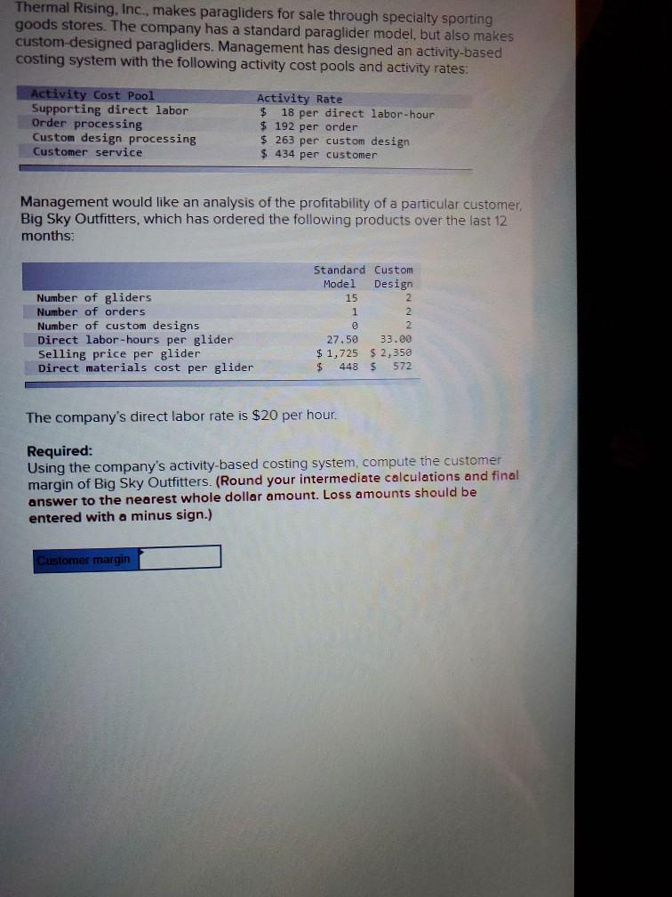 Not sure how to work this problem out. Thermal Rising, Inc., makes