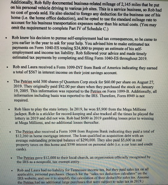 supporting schedules) for Rob and Laura Petrie that is both professional in