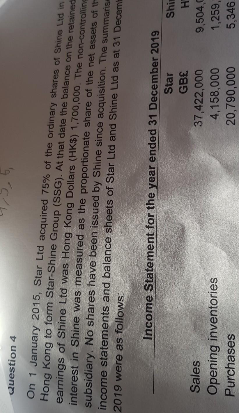  could answer this question please Question 4 On 1 January 2015,