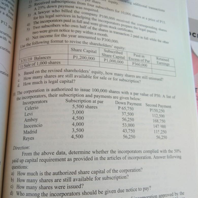 paid in capital at par, additional paid in capital. 5. Prepare the