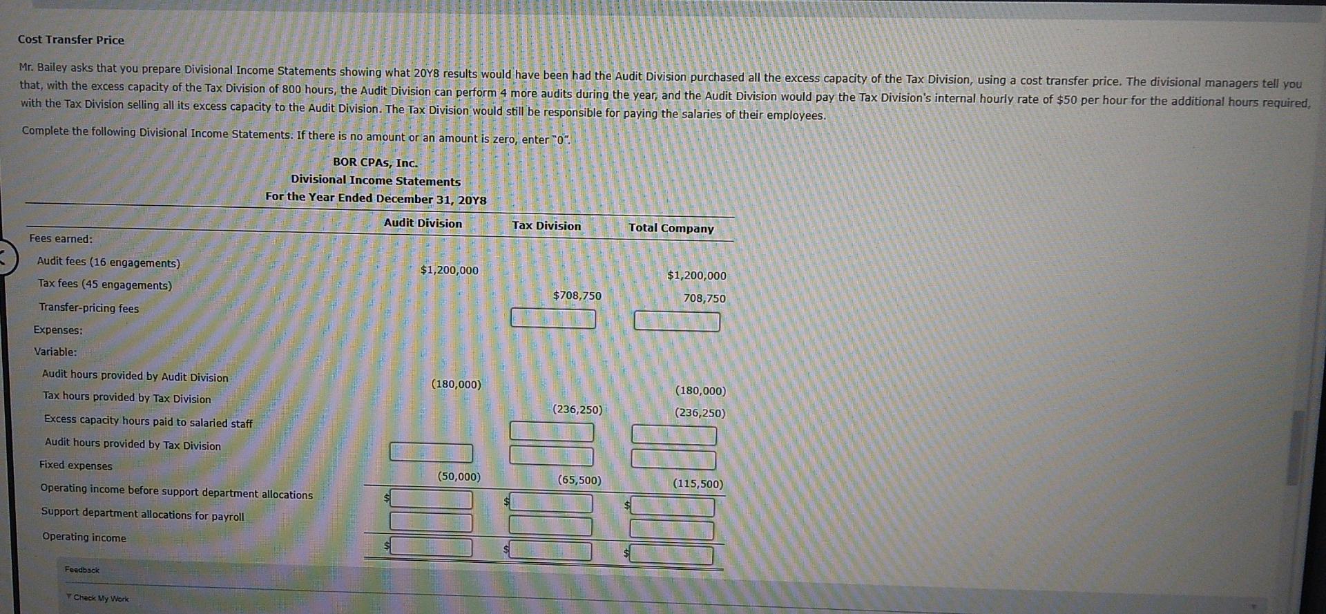 provide tax services to both individuals and businesses. The corporation is divided