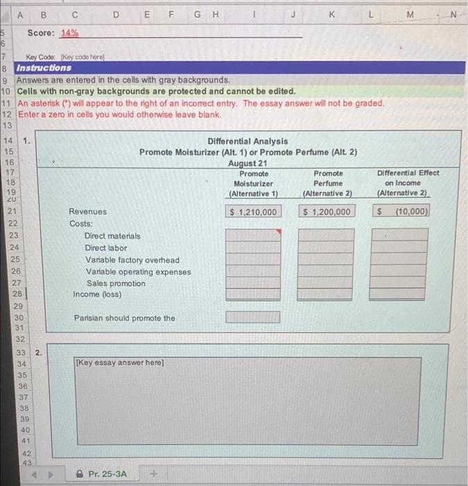 25-3A Differential analysis for sales promotion proposal OBJ. 1 Parisian Cosmetics Company