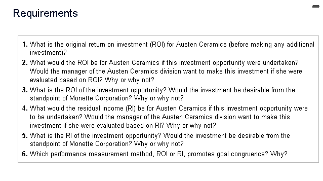 of $77,000 and total assets of $440,000. The required rate of return