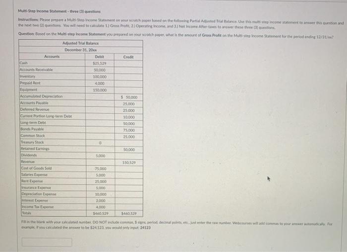  Multi-Step Income Statement three questions bastructions, please prepare a Museo Income