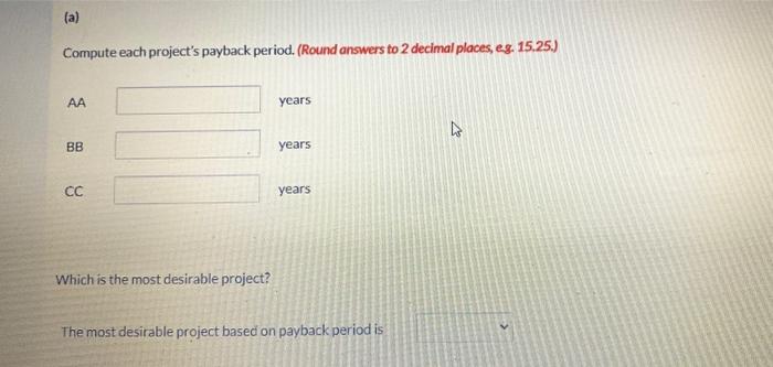 new projects, each requiring an equipment investment of $26.180. Each project will