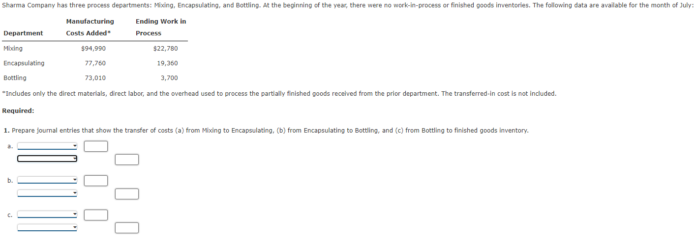 Drop down menus for A.) - Drop down menu for B.) -