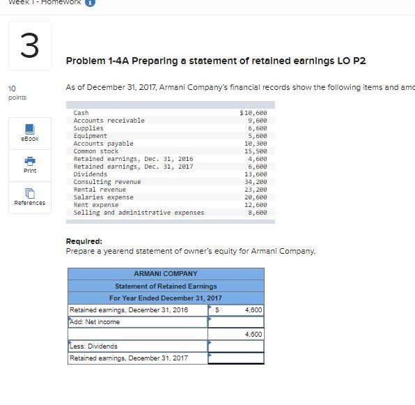  Week 1 - Homework 3 Problem 1-4A Preparing a statement of