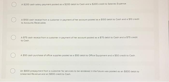 trial... 5 Identify which error will cause the trial balance to be