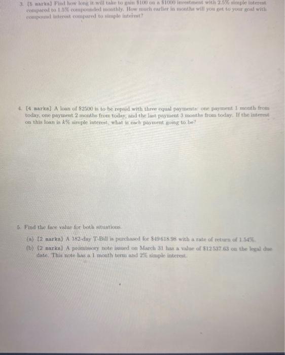  mark Find how long it will take to $100 a $1000