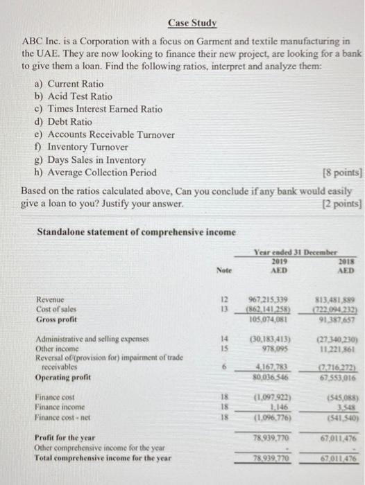  Case Study ABC Inc. is a Corporation with a focus on