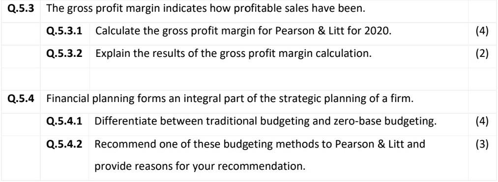 as the financial statements and answer the questions that follow. Pearson &