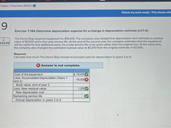  Chapter 7 Exercises (Static) Check my work mode : This shows