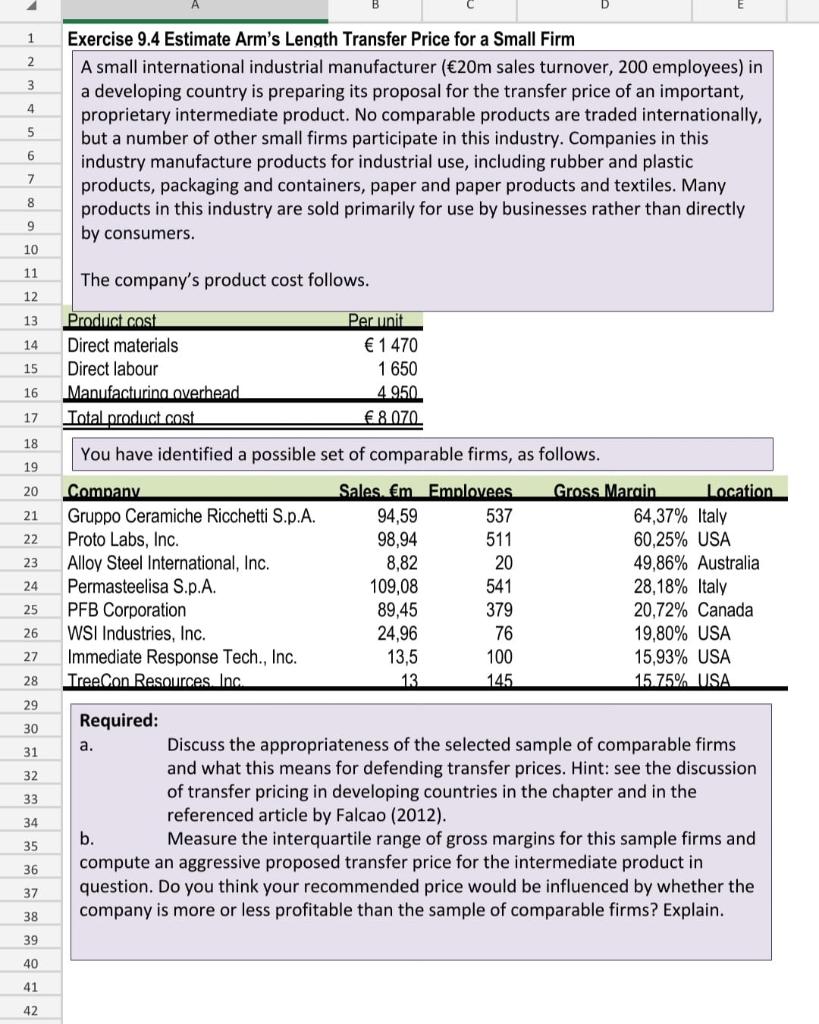  1 2 3 4 5 Exercise 9.4 Estimate Arm's Length Transfer