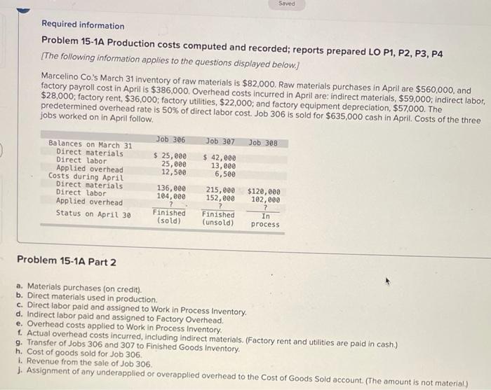 displayed below) Marcelino Co's March 31 inventory of raw materials is $82,000.