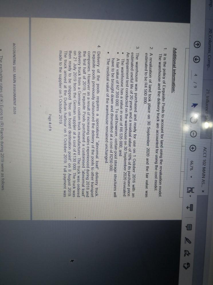 have recently been appointed as the accountant of Exquisite Pools (Ply) Ltd