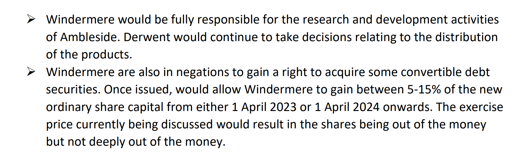 Windermere would prefer to account for Ambleside as an associate rather than