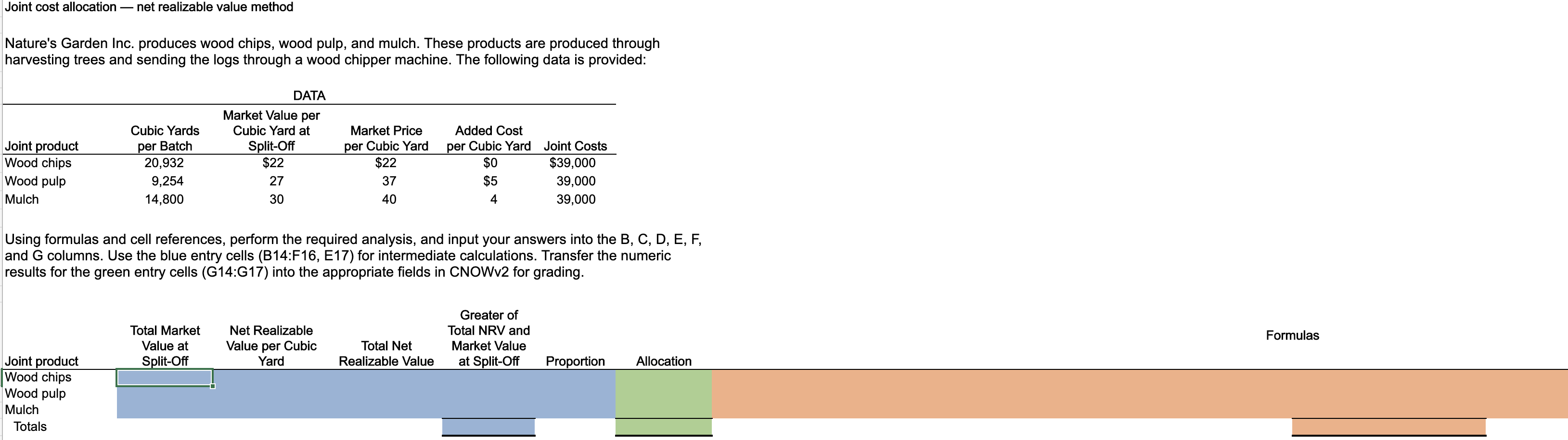  Joint cost allocation net realizable value method Nature's Garden Inc. produces