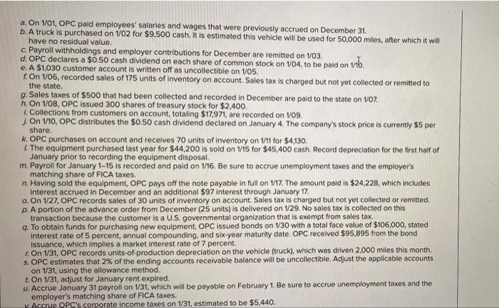 the beginning of last year. The balances on its post-closing trial balance