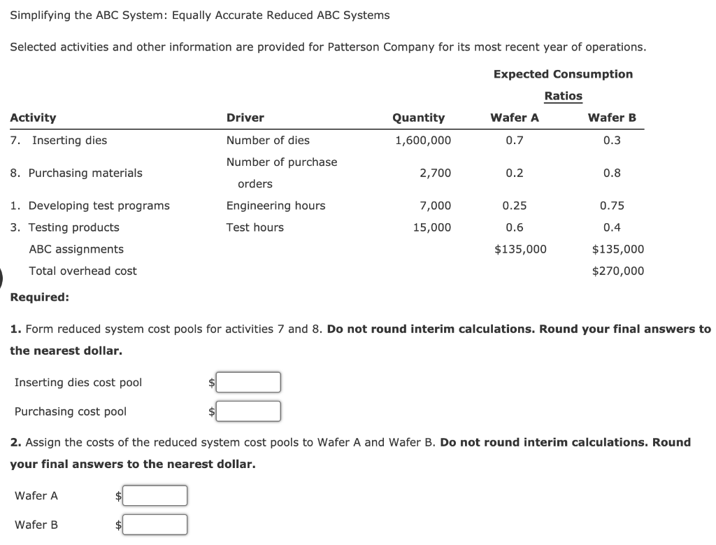 Simplifying the ABC System: Equally Accurate Reduced ABC Systems Selected activities