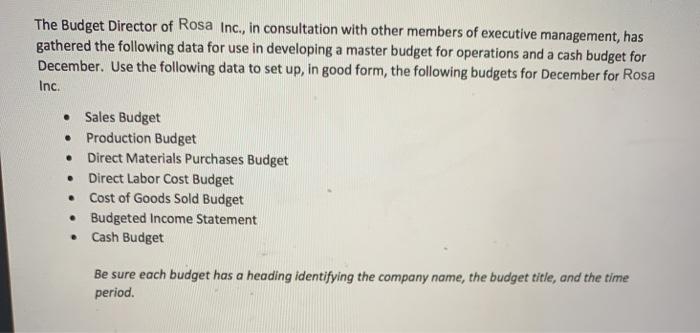 Solve the problem clearly, accurately, and completed using excel. The Budget Director
