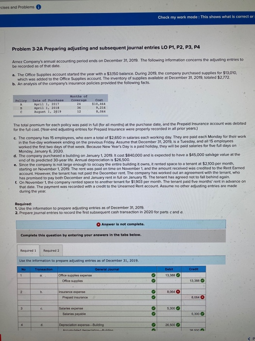  cises and Problems Check my work mode: This shows what is