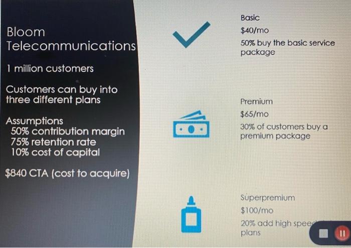  answer questions and fill in grey areas Bloom Telecommunications Basic $40/mo