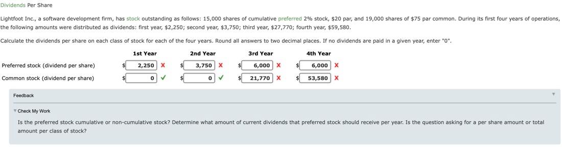 Dividends Per Share Lightfoot Inc., a software development firm, has stock