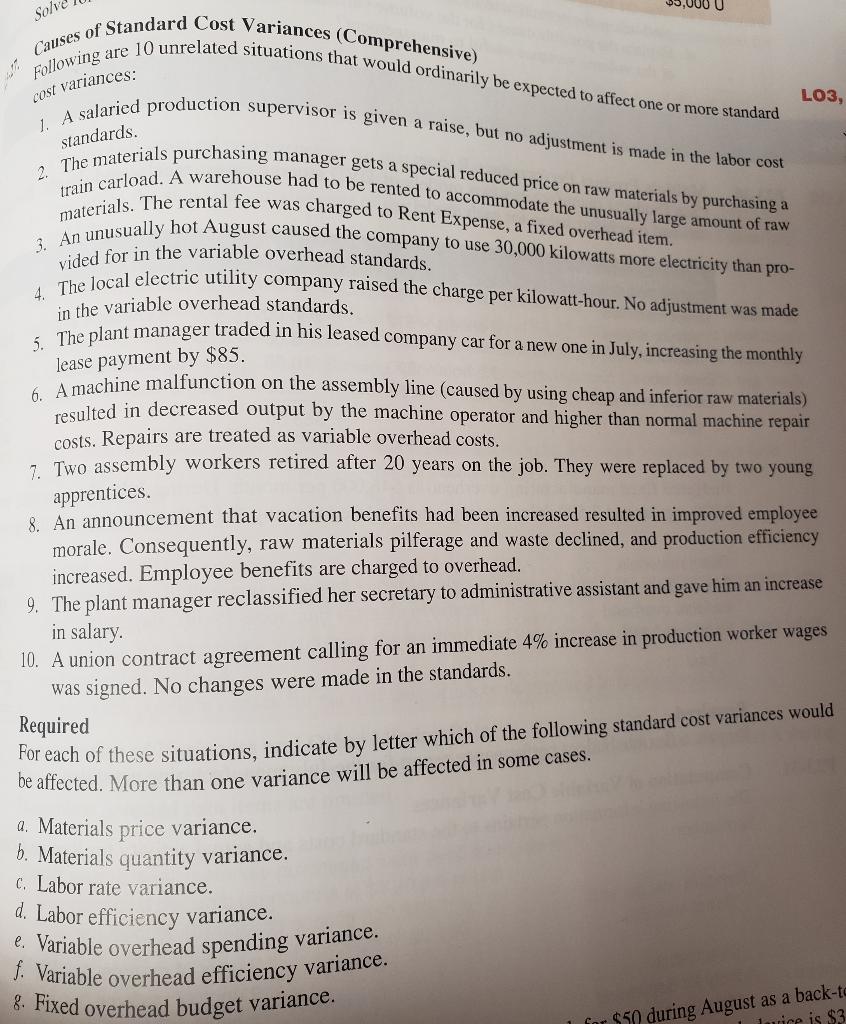 NOTE: More than 1 letter can be assigned to each scenario,