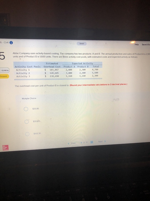  6 - Ch4 A Help Save & E Abbe Company uses