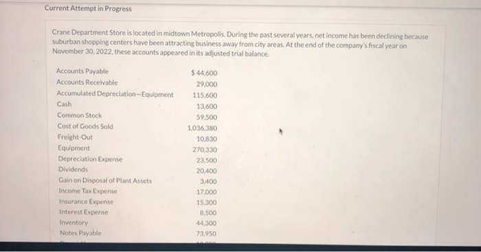  Current Attempt in Progress Crane Department Store is located in midtown