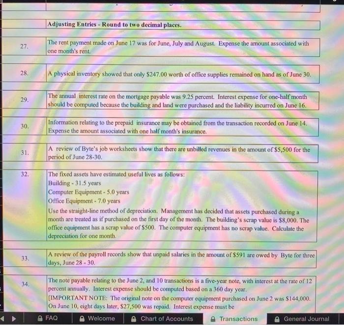 transaction June 1: Byte of Accounting, Inc. issued 2,640 shares of its