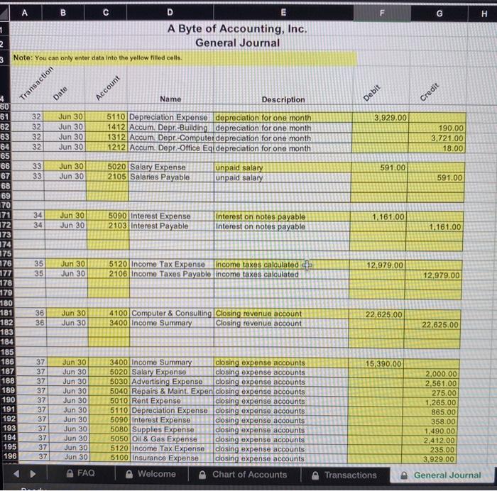 June 1: Byte of Accounting, Inc. acquired $55,000 in cash from Ryan