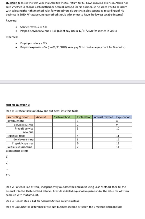  Question 2: This is the first year that Alex file the