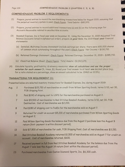  ACC 255 Comprehensive Problem 2 (Chapters 2, 5, 6, 8) Page