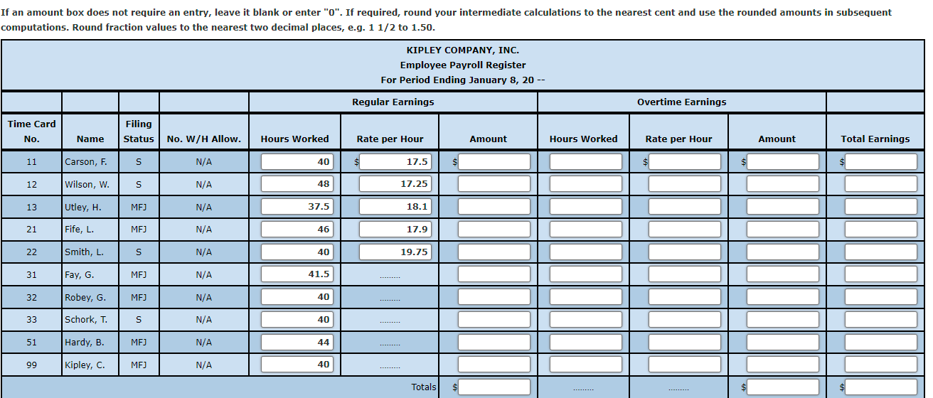 increments. The standard workweek consists of 40 hours, with all employees being