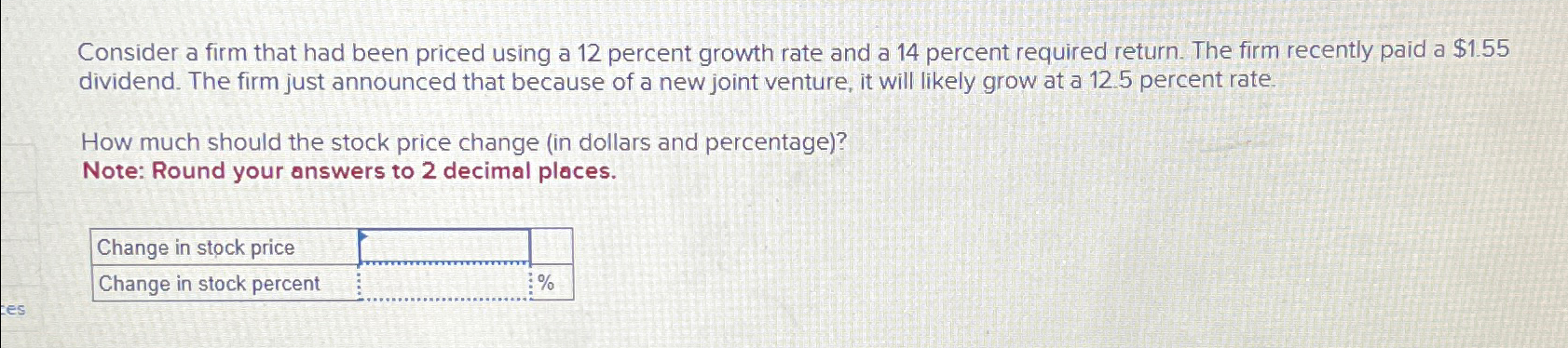  Consider a firm that had been priced using a 12 percent