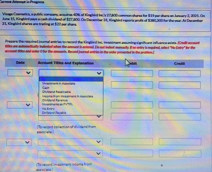 Use the given journal entries only. dont make them own urrent Attempt