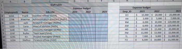Determine expense budget: Frank's Job role is You must use "Executive officer